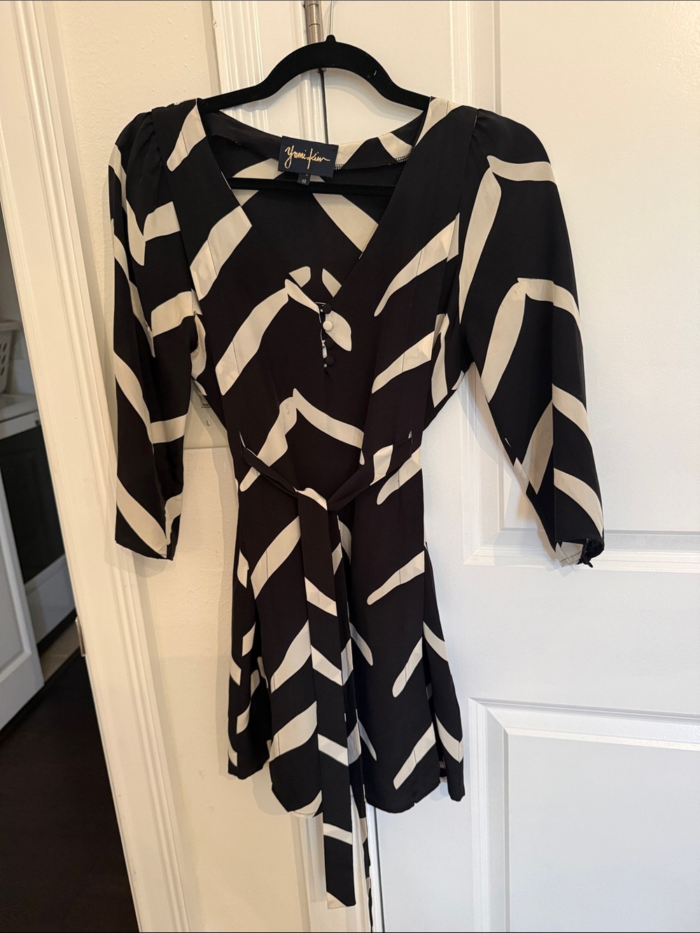 Yumi Kim Black & Cream Graphic Wrap Top